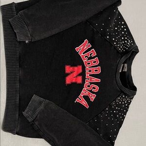 Black Nebraska Sweatshirt with Red Logo
